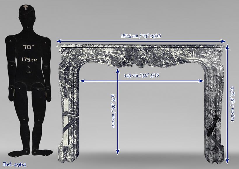 Beautiful Louis XV period mantel in grey Sainte Anne marble Beautiful Louis XV period mantel in grey Sainte Anne marble-8