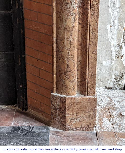 Louis XIV style mantel in Griotte marble Louis XIV style mantel in Griotte marble-7