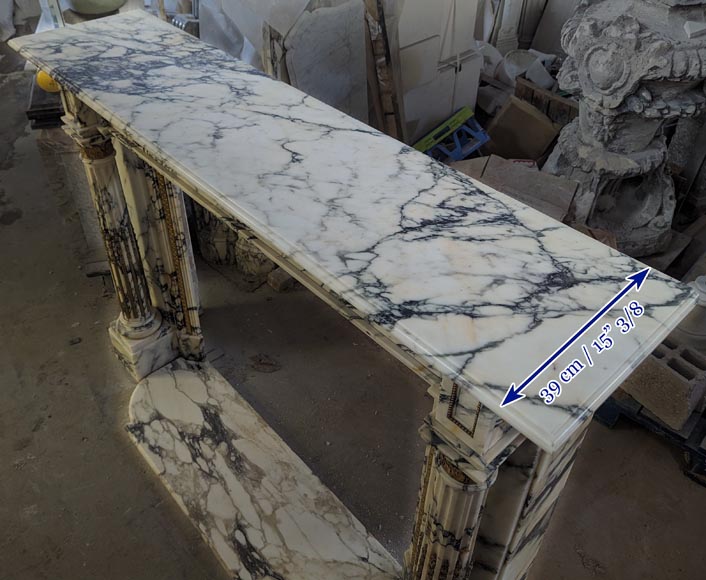 Louis XVI style mantel in Panazeau marble and bronze with detached fluted columns Louis XVI style mantel in Panazeau marble and bronze with detached fluted columns-14