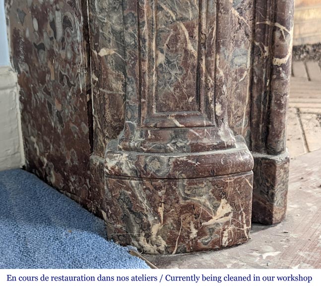 Louis XV period mantelpiece in Royal Red marble decorated with asymmetrical cartouches Louis XV period mantelpiece in Royal Red marble decorated with asymmetrical cartouches-3