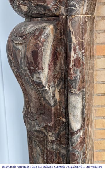 Louis XV period mantelpiece in Royal Red marble decorated with asymmetrical cartouches Louis XV period mantelpiece in Royal Red marble decorated with asymmetrical cartouches-6