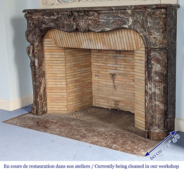 Louis XV period mantelpiece in Royal Red marble decorated with asymmetrical cartouches Louis XV period mantelpiece in Royal Red marble decorated with asymmetrical cartouches-8