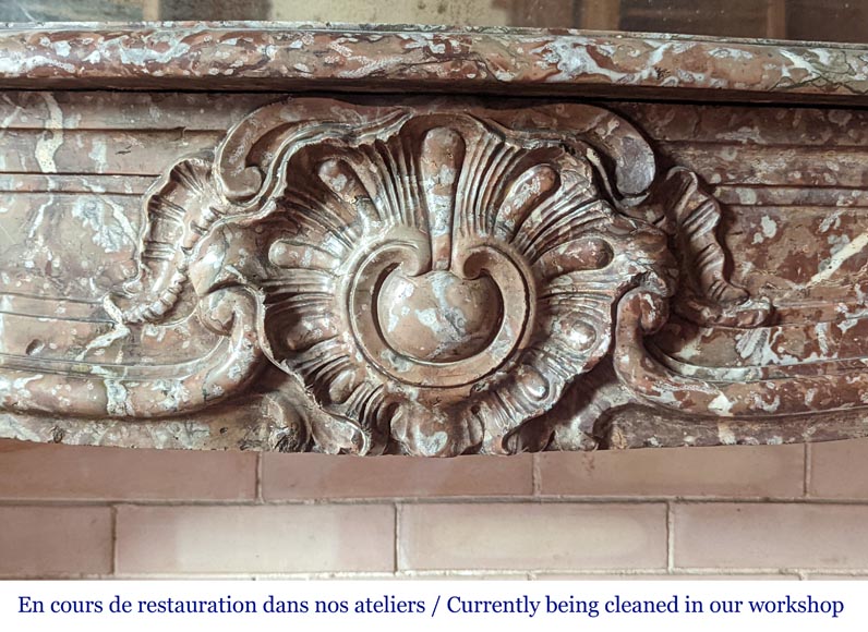 Louis XV period mantel in Rouge Royal marble Louis XV period mantel in Rouge Royal marble-1