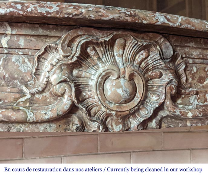 Louis XV period mantel in Rouge Royal marble Louis XV period mantel in Rouge Royal marble-2