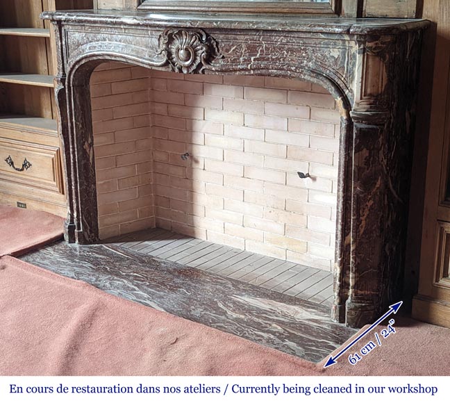 Louis XV period mantel in Rouge Royal marble Louis XV period mantel in Rouge Royal marble-6