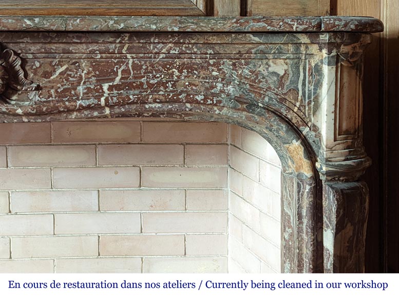 Louis XV period mantel in Rouge Royal marble Louis XV period mantel in Rouge Royal marble-7