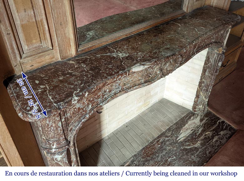 Louis XV period mantel in Rouge Royal marble Louis XV period mantel in Rouge Royal marble-10