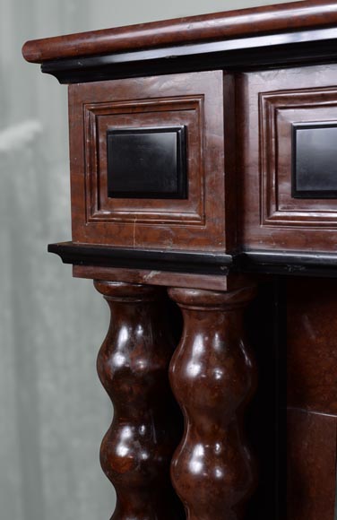 Napoleon III style mantel in red and black marble Napoleon III style mantel in red and black marble-4