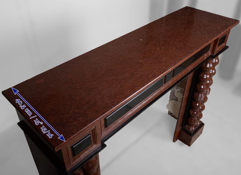 Napoleon III style mantel in red and black marble Napoleon III style mantel in red and black marble-9