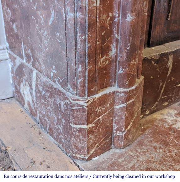 Louis XIV style mantel in Red marble from the North Louis XIV style mantel in Red marble from the North-4