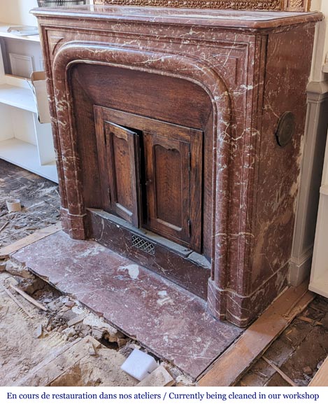 Louis XIV style mantel in Red marble from the North Louis XIV style mantel in Red marble from the North-5