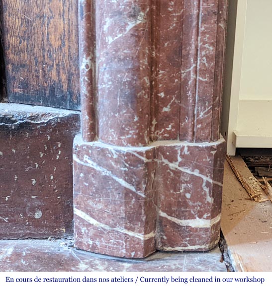 Louis XIV style mantel in Red marble from the North Louis XIV style mantel in Red marble from the North-7