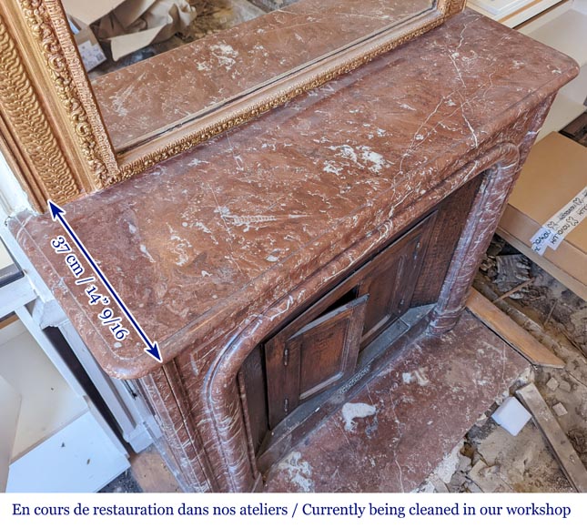 Louis XIV style mantel in Red marble from the North Louis XIV style mantel in Red marble from the North-9