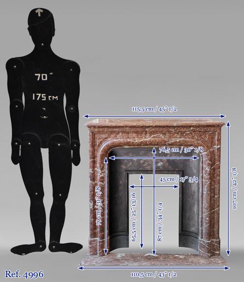 Louis XIV style mantel in Red marble from the North Louis XIV style mantel in Red marble from the North-10