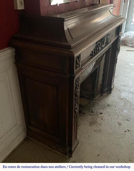 Napoleon III style mantel decorated with garlands of flowers carved in wood Napoleon III style mantel decorated with garlands of flowers carved in wood-2