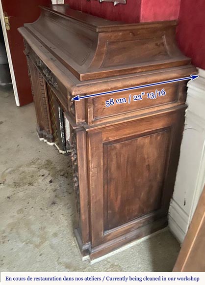 Napoleon III style mantel decorated with garlands of flowers carved in wood Napoleon III style mantel decorated with garlands of flowers carved in wood-4