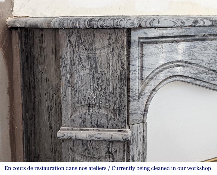Antique Louis XV style Pompadour mantel in Bleu Fleuri marble Antique Louis XV style Pompadour mantel in Bleu Fleuri marble-3