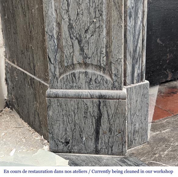 Antique Louis XV style Pompadour mantel in Bleu Fleuri marble Antique Louis XV style Pompadour mantel in Bleu Fleuri marble-4