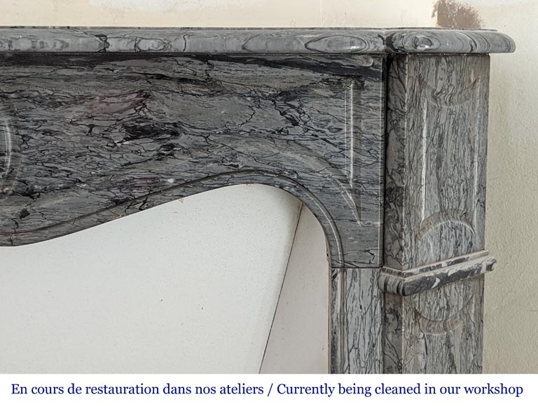 Antique Louis XV style Pompadour mantel in Bleu Fleuri marble Antique Louis XV style Pompadour mantel in Bleu Fleuri marble-6