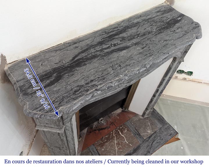 Antique Louis XV style Pompadour mantel in Bleu Fleuri marble Antique Louis XV style Pompadour mantel in Bleu Fleuri marble-9