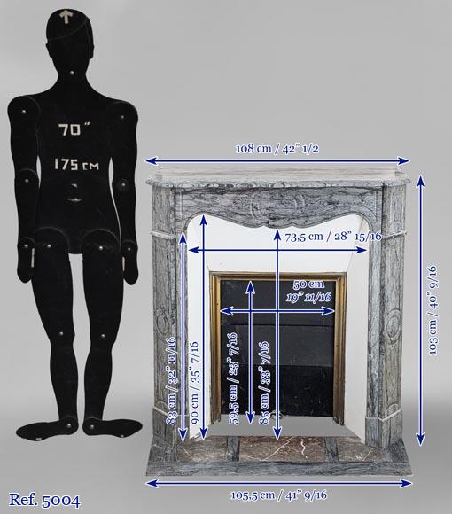 Antique Louis XV style Pompadour mantel in Bleu Fleuri marble Antique Louis XV style Pompadour mantel in Bleu Fleuri marble-10