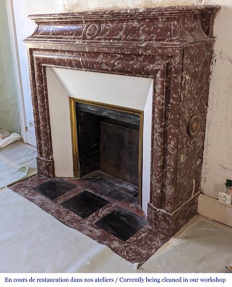 Louis XIV style mantel in Red of the North marble Louis XIV style mantel in Red of the North marble-5