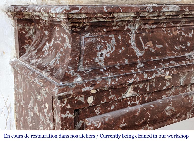 Louis XIV style mantel in Red of the North marble Louis XIV style mantel in Red of the North marble-6