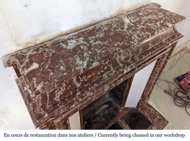 Louis XIV style mantel in Red of the North marble Louis XIV style mantel in Red of the North marble-9