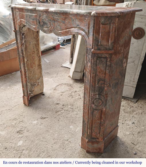 Louis XV style Pompadour mantel in Enjugerais marble Louis XV style Pompadour mantel in Enjugerais marble-5