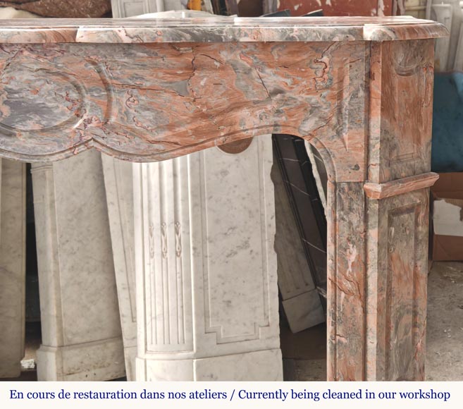 Louis XV style Pompadour mantel in Enjugerais marble Louis XV style Pompadour mantel in Enjugerais marble-6