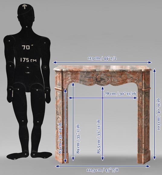 Louis XV style Pompadour mantel in Enjugerais marble Louis XV style Pompadour mantel in Enjugerais marble-9