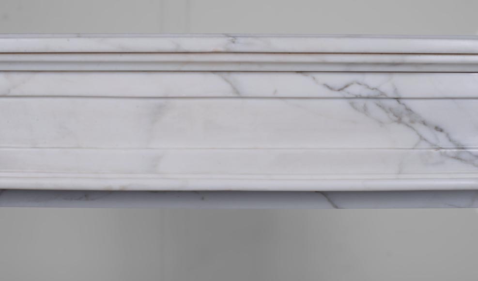 Louis XVI style mantel in semi-statuary marble with curved entablature Louis XVI style mantel in semi-statuary marble with curved entablature-1