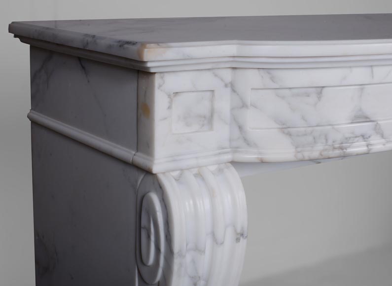 Louis XVI style mantel in semi-statuary marble with curved entablature Louis XVI style mantel in semi-statuary marble with curved entablature-3