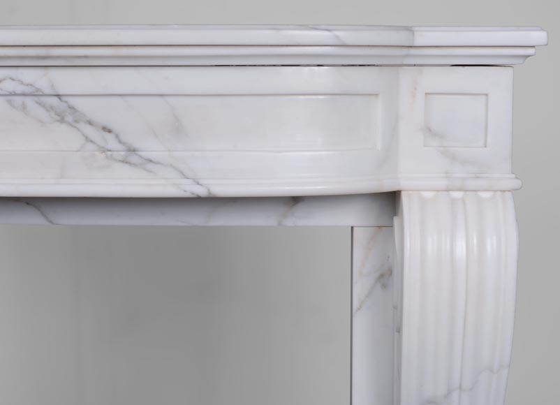 Louis XVI style mantel in semi-statuary marble with curved entablature-7