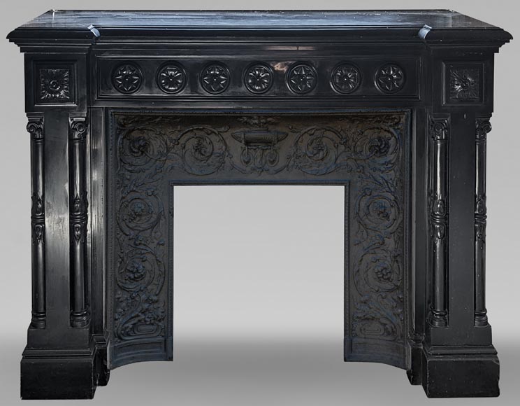 Napoleon III mantel in Black Belgium marble with columns Napoleon III mantel in Black Belgium marble with columns-0