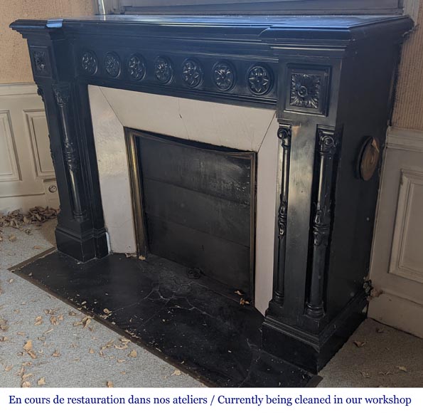 Napoleon III mantel in Black Belgium marble with columns Napoleon III mantel in Black Belgium marble with columns-7