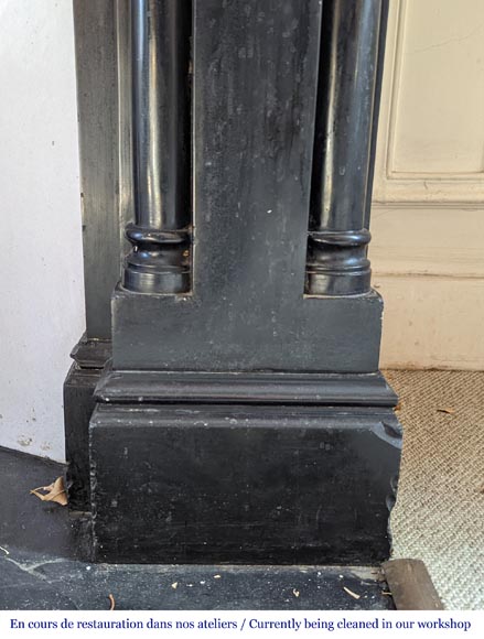 Napoleon III mantel in Black Belgium marble with columns Napoleon III mantel in Black Belgium marble with columns-9