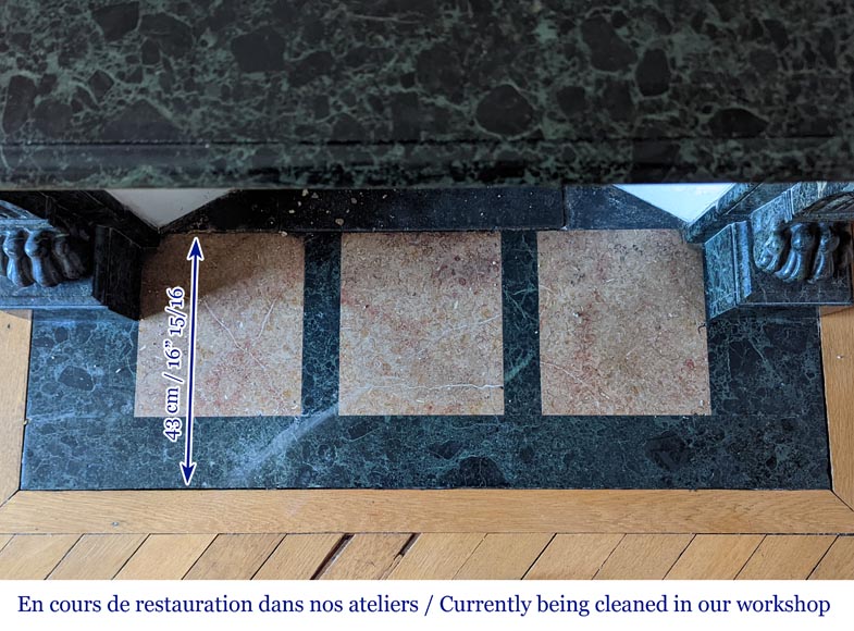 Napoleon III style mantel with lion paws in vert de mer marble Napoleon III style mantel with lion paws in vert de mer marble-9