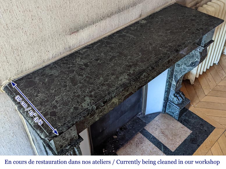 Napoleon III style mantel with lion paws in vert de mer marble Napoleon III style mantel with lion paws in vert de mer marble-10