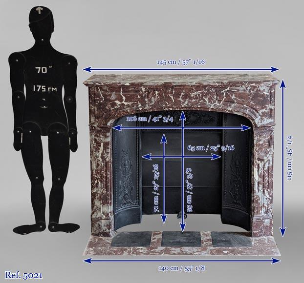 Regence style mantel in Red marble from the North Regence style mantel in Red marble from the North-11