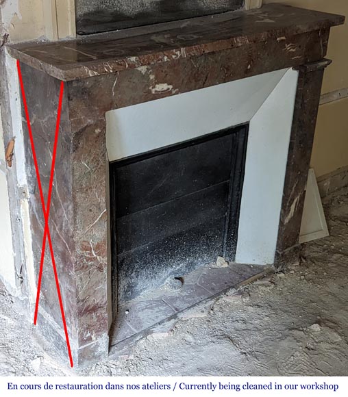 Louis XVI style mantel in Rouge du Nord marble Louis XVI style mantel in Rouge du Nord marble-2