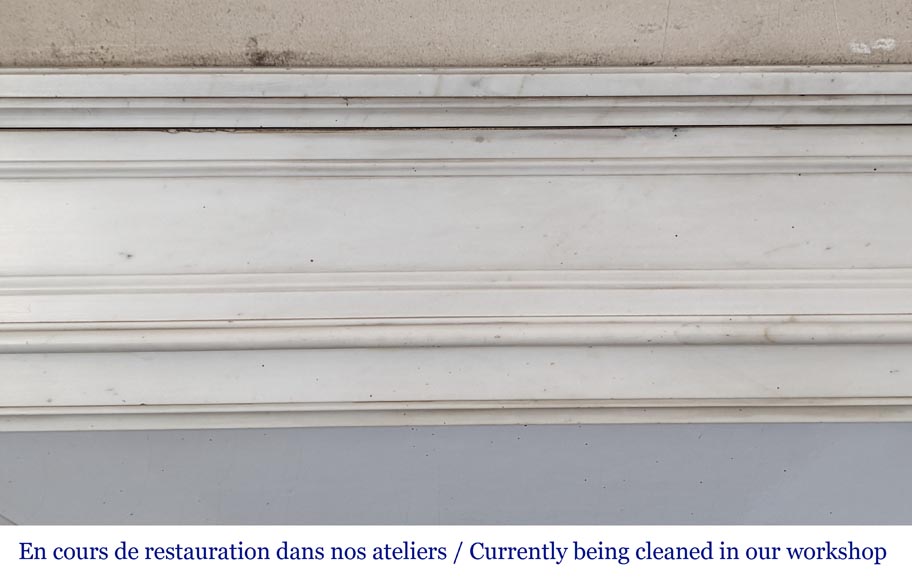 Louis XVI style mantel with moldings and curved console legs Louis XVI style mantel with moldings and curved console legs-1