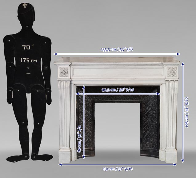 Louis XVI style mantel with moldings and curved console legs Louis XVI style mantel with moldings and curved console legs-10