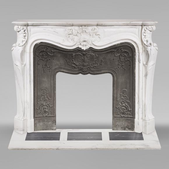 Louis XV style mantel in veined statuary marble-0