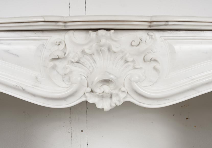 Louis XV style mantel in veined statuary marble-1