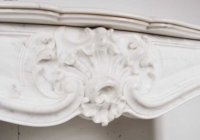 Louis XV style mantel in veined statuary marble-2