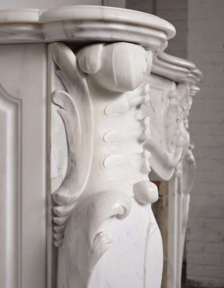Louis XV style mantel in veined statuary marble-7