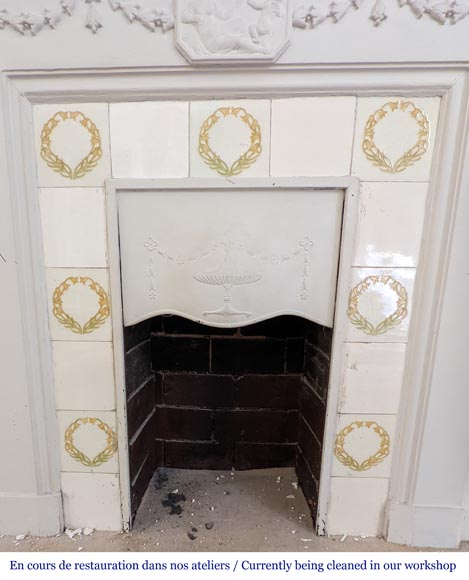 Louis XVI style wood mantel decorated with a mythological scene Louis XVI style wood mantel decorated with a mythological scene-4