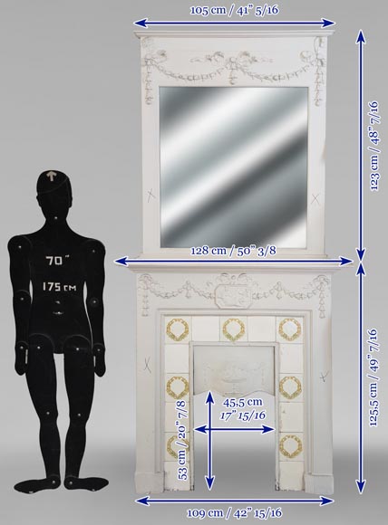 Louis XVI style wood mantel decorated with a mythological scene Louis XVI style wood mantel decorated with a mythological scene-7