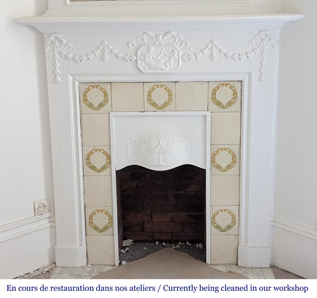 Louis XVI style wood mantel decorated with a mythological scene Louis XVI style wood mantel decorated with a mythological scene-6